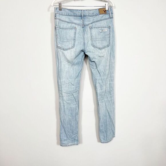American Eagle Jeans Womens 4 Tomgirl Distressed Straight Relaxed Light Wash - Picture 5 of 6